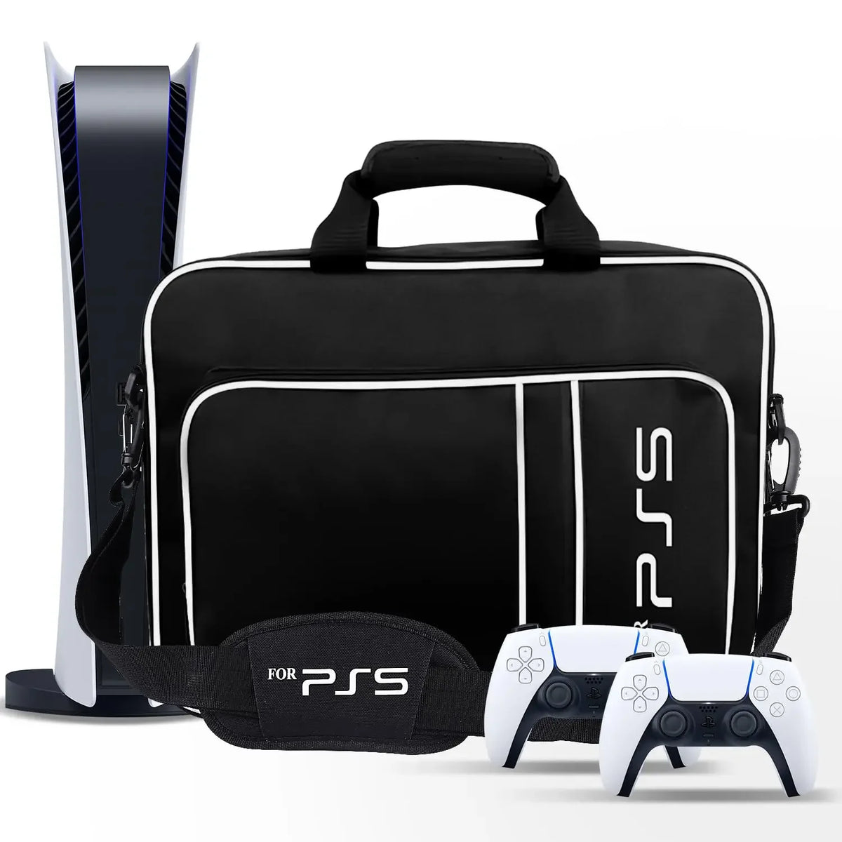 Estuche de viaje para consola de juegos PS5, funda protectora adecuada para la consola PS5 Edición Disc/Digital, controlador, tarjetas de juego y auriculares.