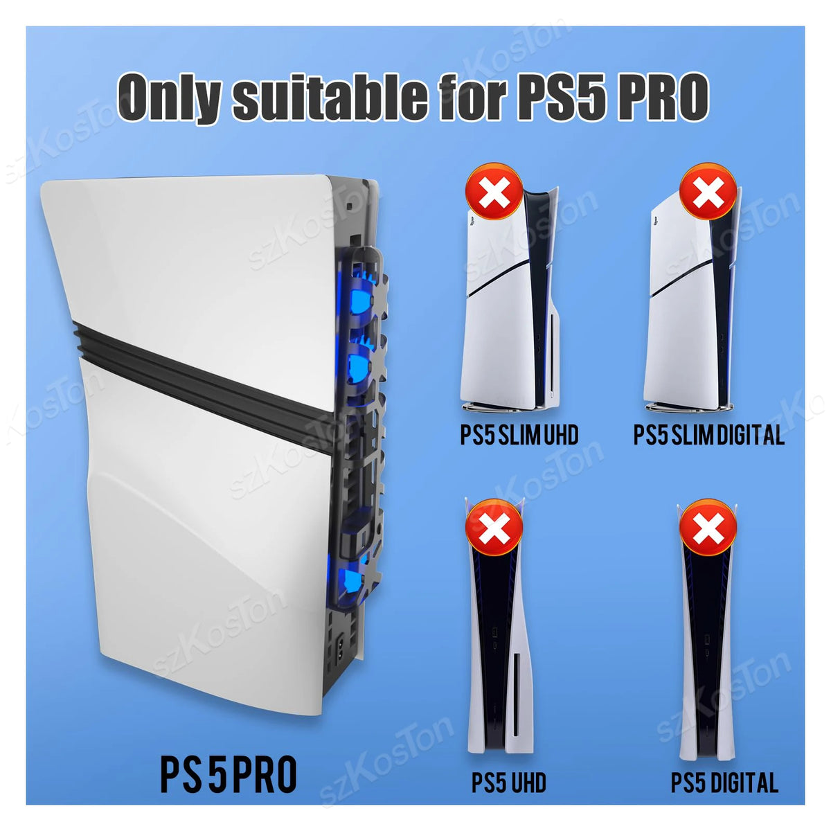 3 ventiladores de refrigeración de alta velocidad para consolas de juegos PS5 Pro con puerto USB y luz LED azul dinámica para accesorios de juegos Playstation 5 Pro