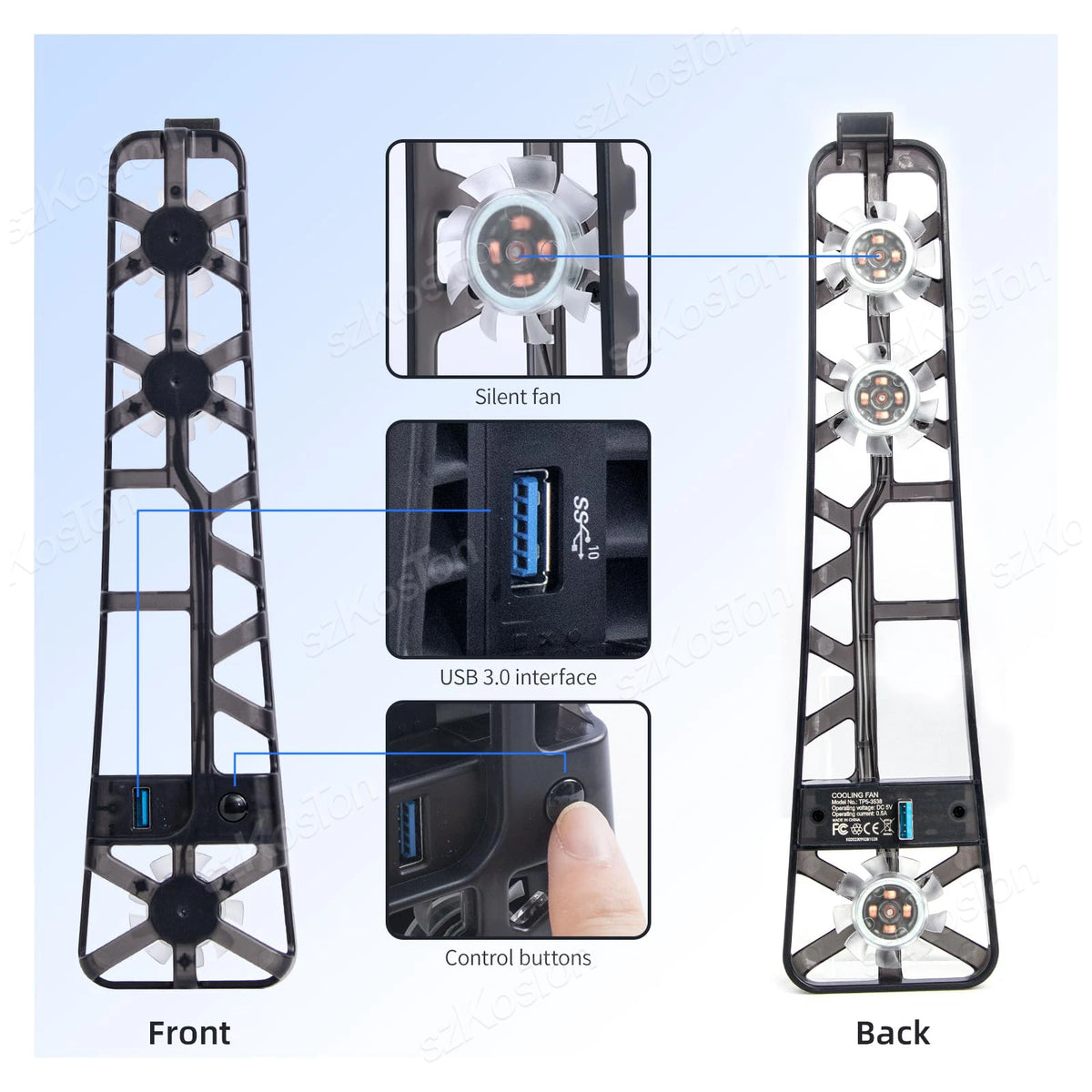 3 ventiladores de refrigeración de alta velocidad para consolas de juegos PS5 Pro con puerto USB y luz LED azul dinámica para accesorios de juegos Playstation 5 Pro