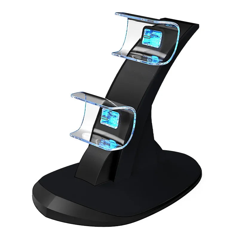 Cargador de Controles, Base de Carga para Controles de PS5 con Indicador LED y Puertos USB-C Dobles, Blanco y Negro
