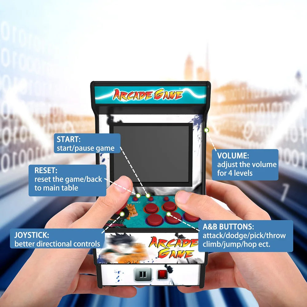 Mini Consola Arcade Portátil 16 bits – 156 Juegos Retro