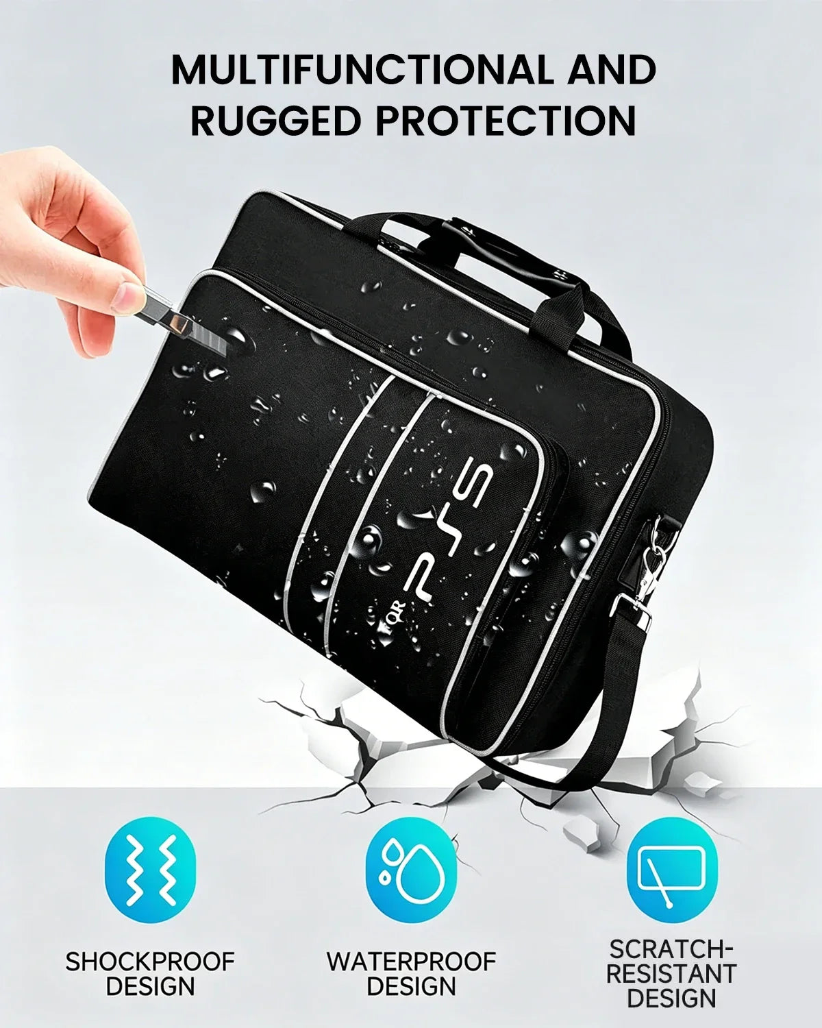 Estuche de viaje para consola de juegos PS5, funda protectora adecuada para la consola PS5 Edición Disc/Digital, controlador, tarjetas de juego y auriculares.