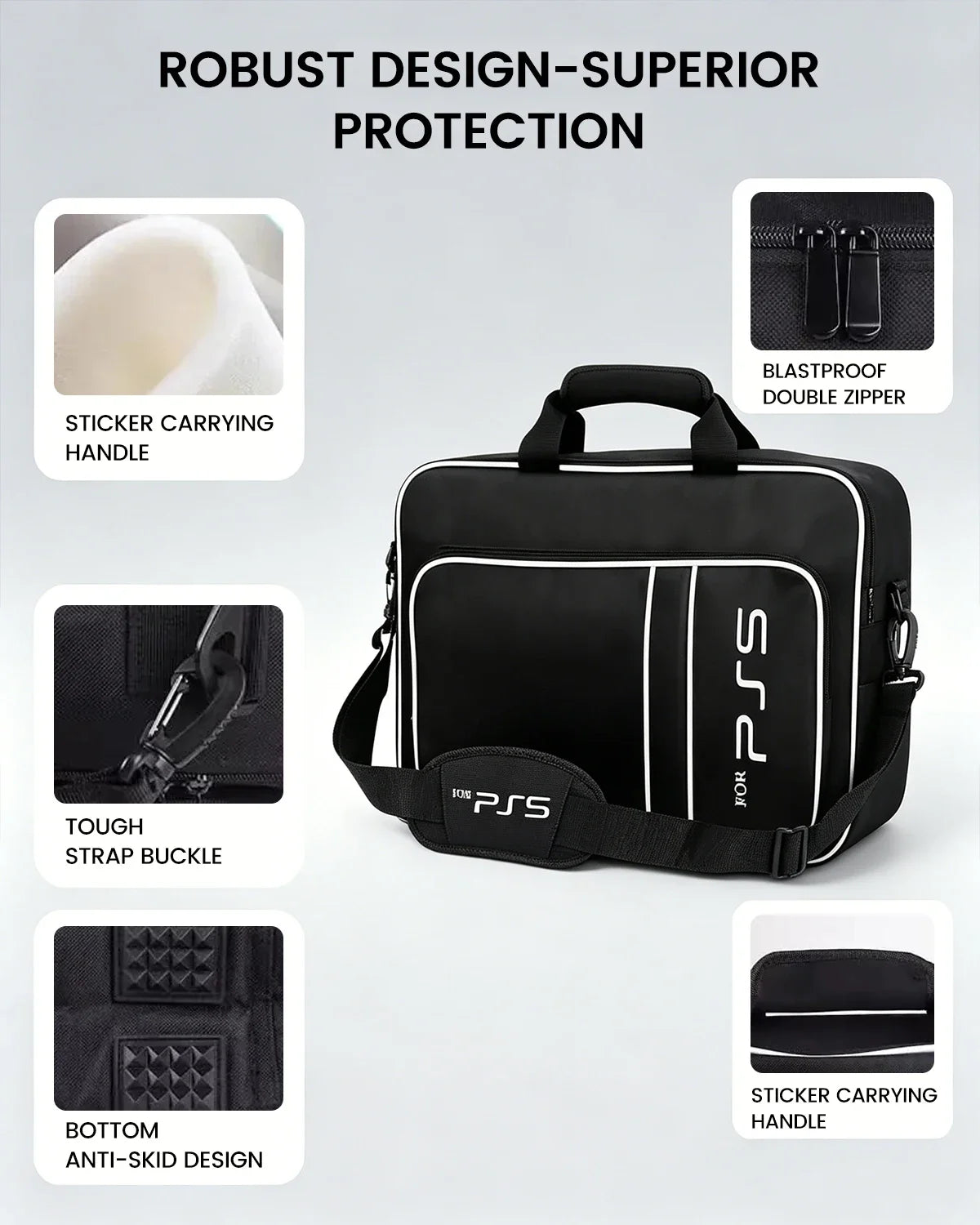 Estuche de viaje para consola de juegos PS5, funda protectora adecuada para la consola PS5 Edición Disc/Digital, controlador, tarjetas de juego y auriculares.