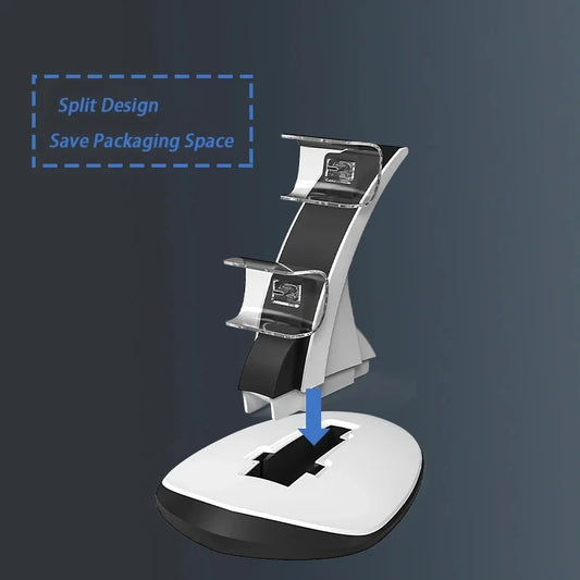 Cargador de Controles, Base de Carga para Controles de PS5 con Indicador LED y Puertos USB-C Dobles, Blanco y Negro