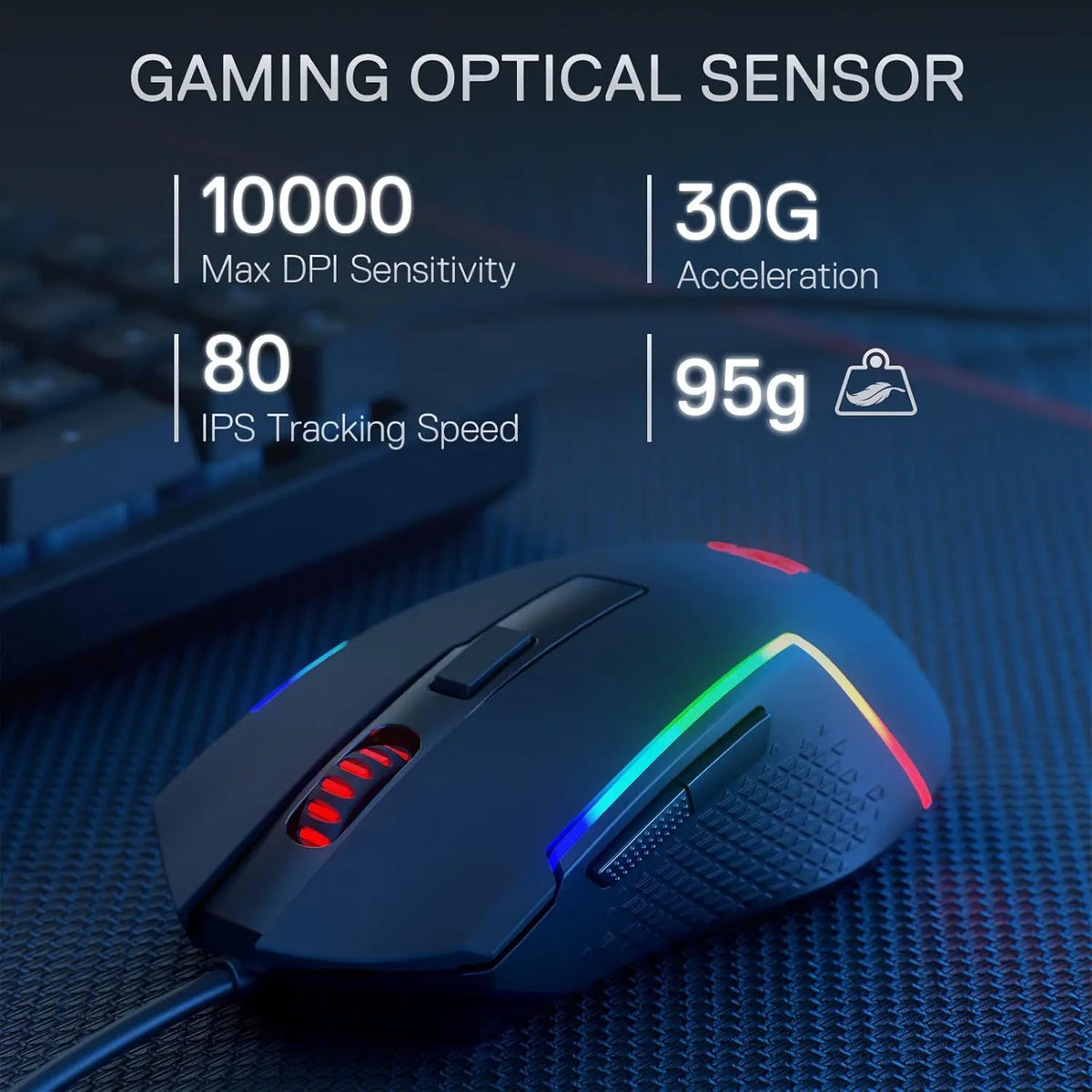 Combo de Teclado y Ratón para Juegos Redragon S141, Teclado RGB K515 con Cable, Ratón para Juegos M616 con Cable de 10000 DPI