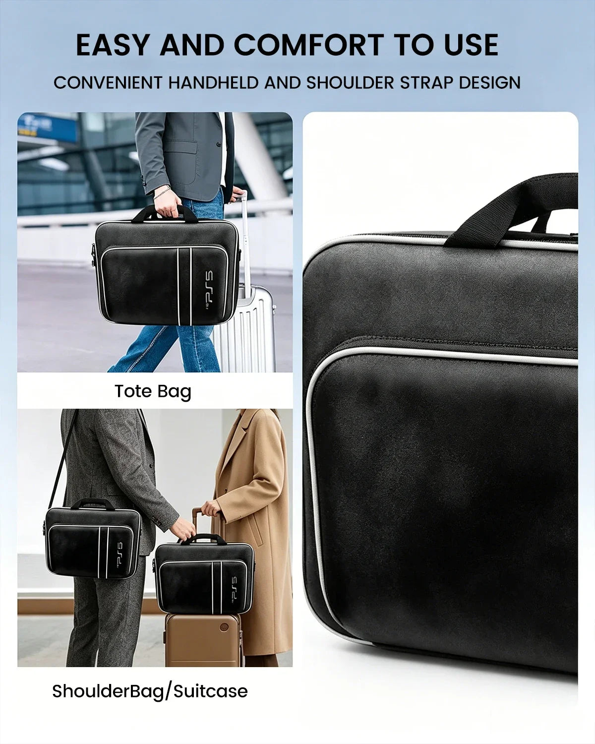 Estuche de viaje para consola de juegos PS5, funda protectora adecuada para la consola PS5 Edición Disc/Digital, controlador, tarjetas de juego y auriculares.