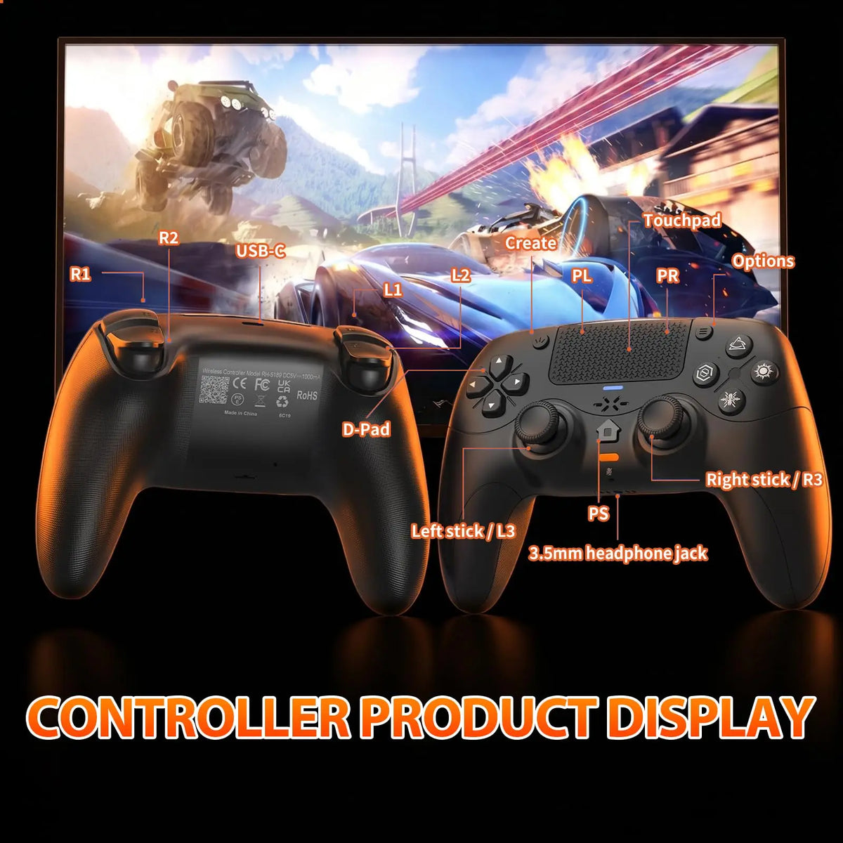 Mando para Playstation 5 PS5/PC, controlador inalámbrico con gatillos adaptativos, retroalimentación haptica, motor lineal de doble vibración, control de juego