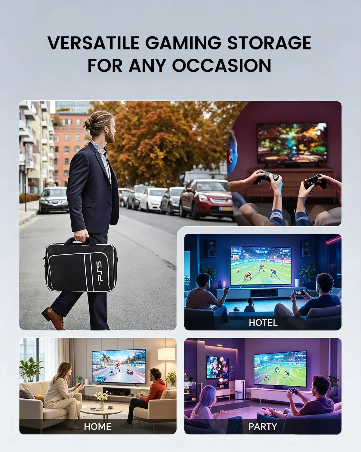 Estuche de viaje para consola de juegos PS5, funda protectora adecuada para la consola PS5 Edición Disc/Digital, controlador, tarjetas de juego y auriculares.