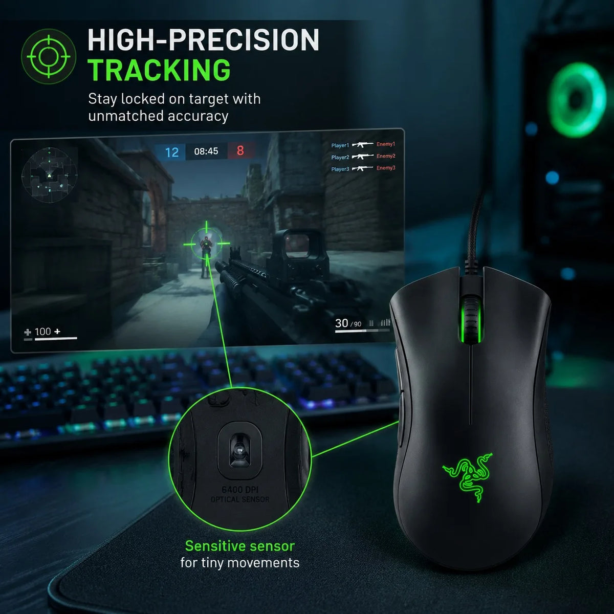Ratón para Juegos RAZER Purgatory Viper Edición Estándar, USB, Ergonómico, para Juegos LOL
