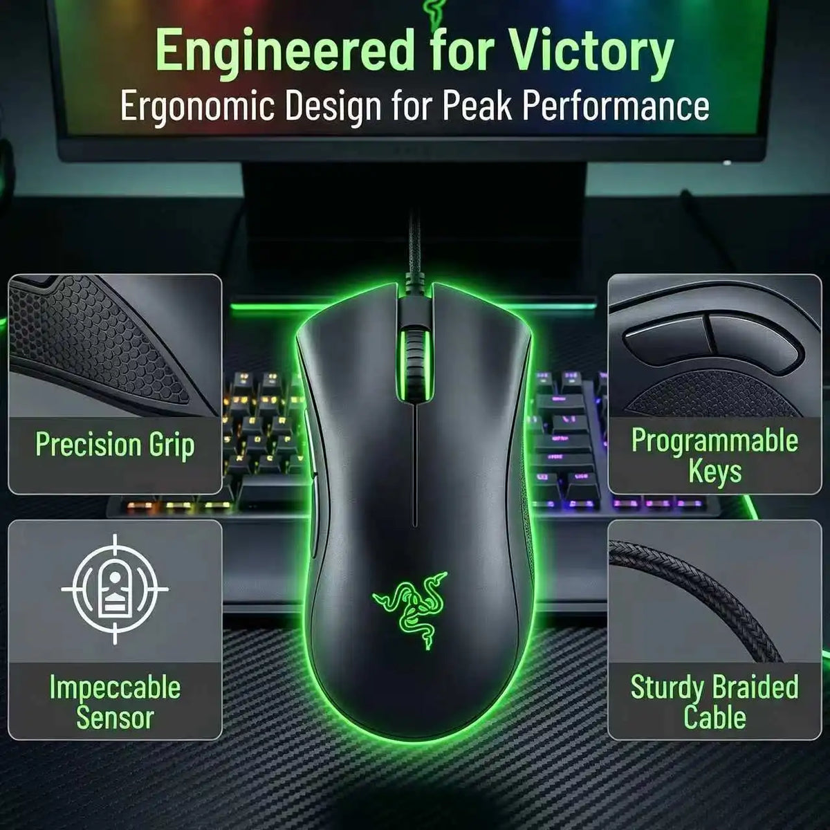Ratón para Juegos RAZER Purgatory Viper Edición Estándar, USB, Ergonómico, para Juegos LOL