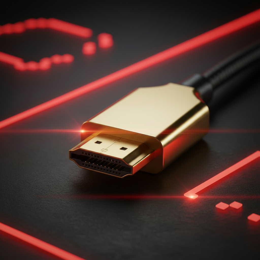 Cable HDMI 1.5m conector dorado vista macro
